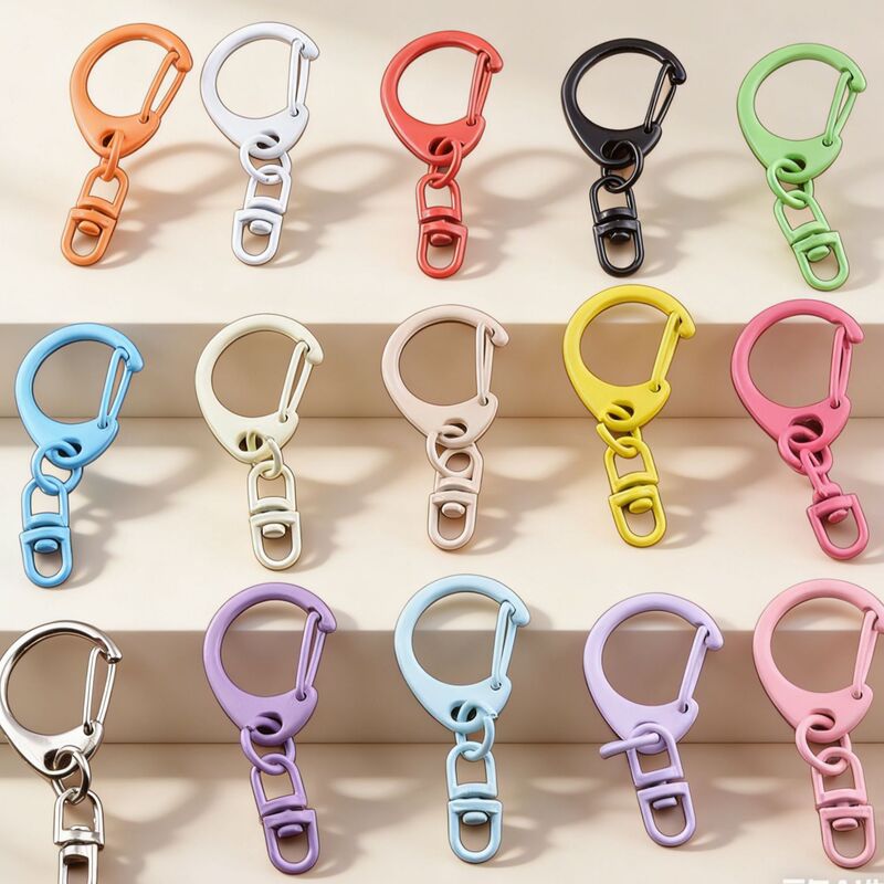 Candy-Colored Painted D-Shaped Buckle with Figure-Eight Colorful Metal Macaron Keychain DIY Accessory Doll Pendant