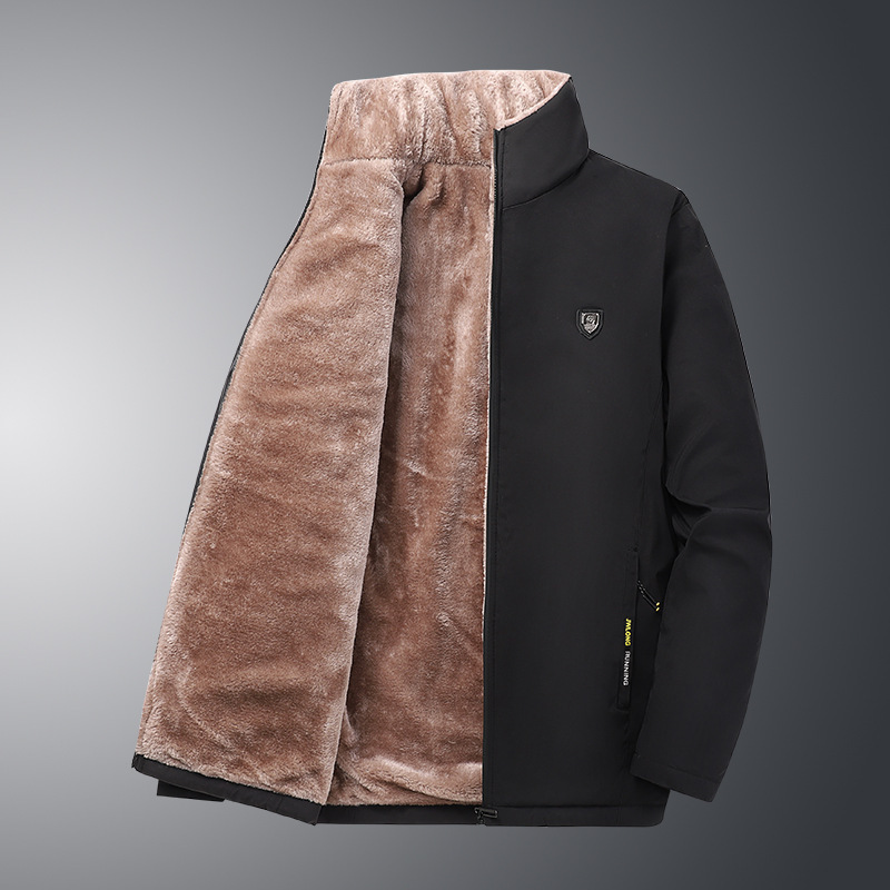 Camuflaje y chaqueta de algodón para padres de mediana edad, chaqueta de algodón de cordero de cachemira, chaqueta de algodón gruesa