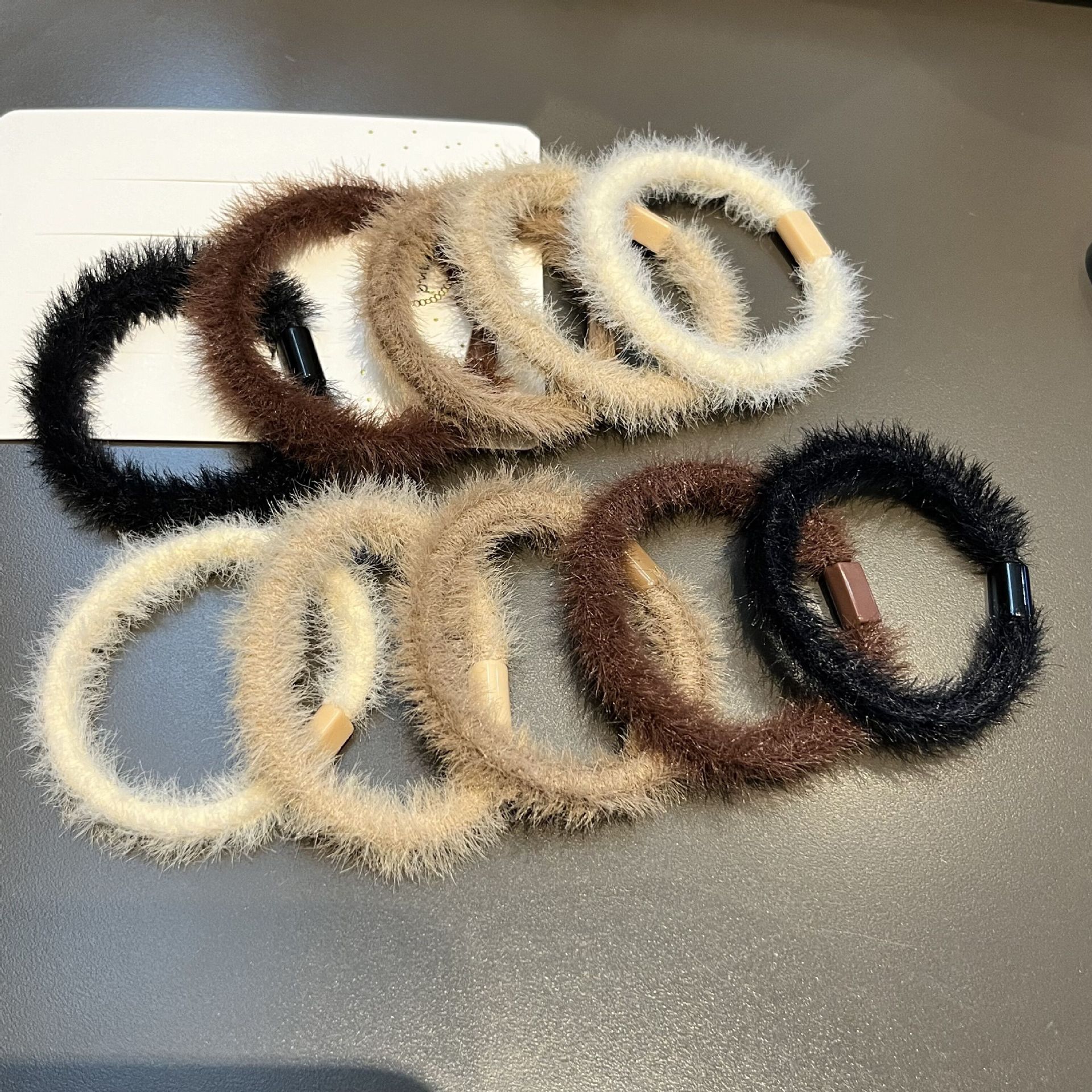 milk brown Mao Mao Hair Rope Simple DIY Handmade Material High Elastic Durable Headwear Autumn and Winter New Mori Style Hair Rope
