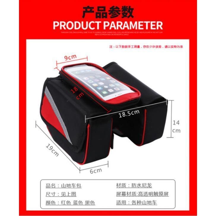 Bolsa de vigas de bicicleta de alta capacidad de bicicleta de montaña bolsa de vigas delanteras bolsa de silla bolsa de teléfono celular impermeable accesorios de equipo de ciclismo