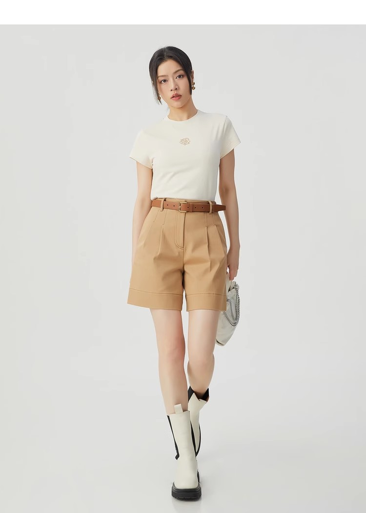 Áo thun nữ cổ tròn cotton thêu hoa hồng tay ngắn — Màu đen ngọt ngào chi tiết 16