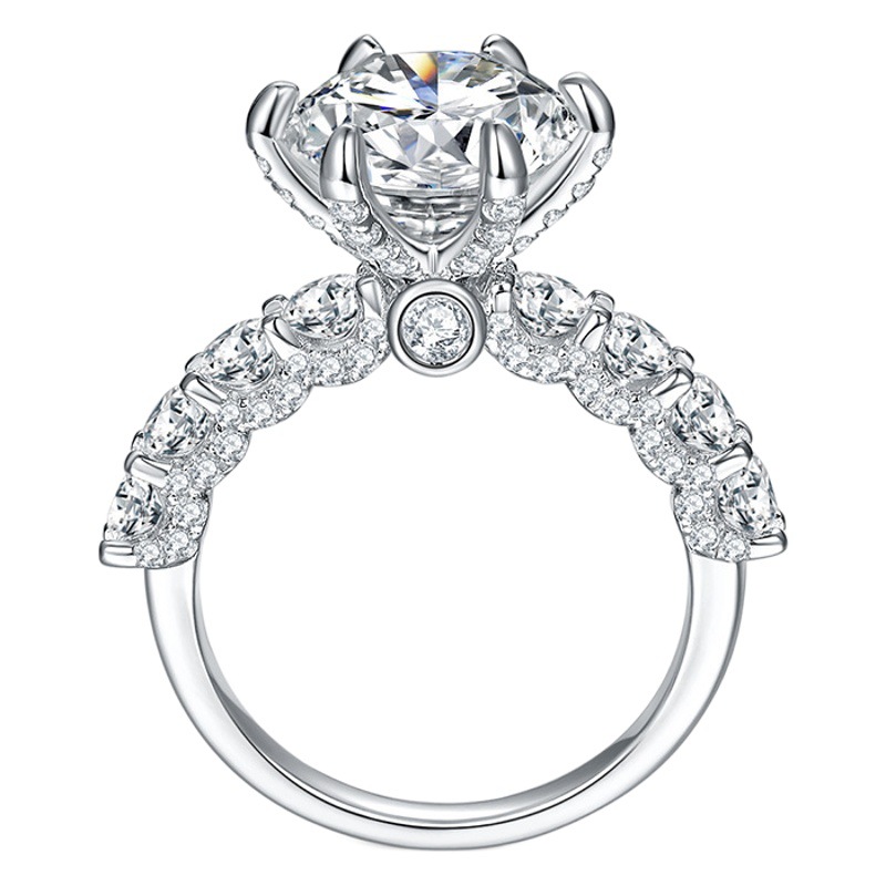 Anillo de joyería de Plata nuevo anillo de diamantes con incrustaciones de lujo D color FL anillo de diamantes de claridad joyería de plata vacía