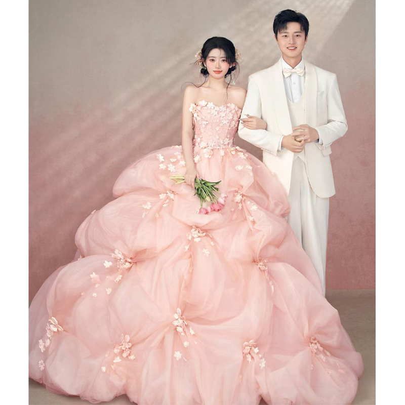 Evening Dress with a High-End, Luxurious, and Niche Feel for 18-Year-Old Girls' Birthday, Flower Girl Pink Wedding Dress, Puffy Skirt for Coming-Of-Age Ceremony Evening Dress with a High-End, Luxurious, and Niche Feel for 18-Year-Old Girls' Birthday, Flower Girl Pink Wedding Dress, Puffy Skirt for Coming-Of-Age Ceremony