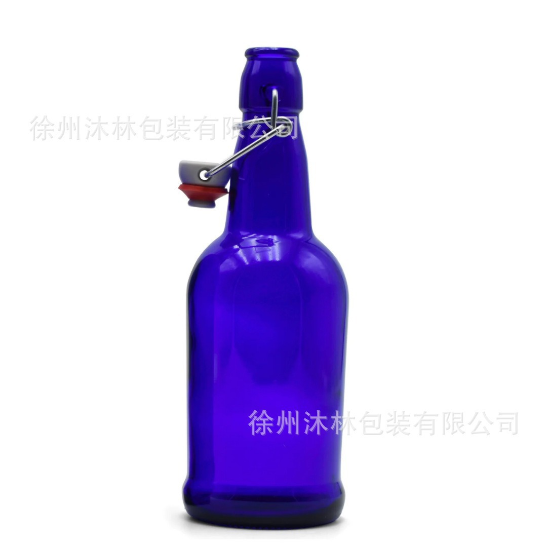 500ml 1000ml蓝色玻璃啤酒瓶小批量预制大批量批发颜色预制