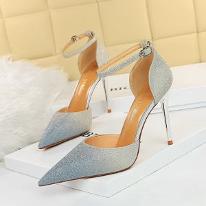 286-3 European and American wind hollow sexy party shoes high heel with shallow pointed mouth color matching shoes one w