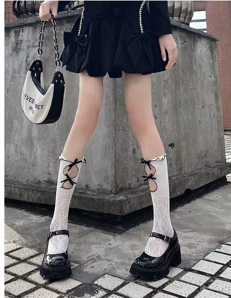 Lace tights, Japanese cute uniform style, patterned net, one size