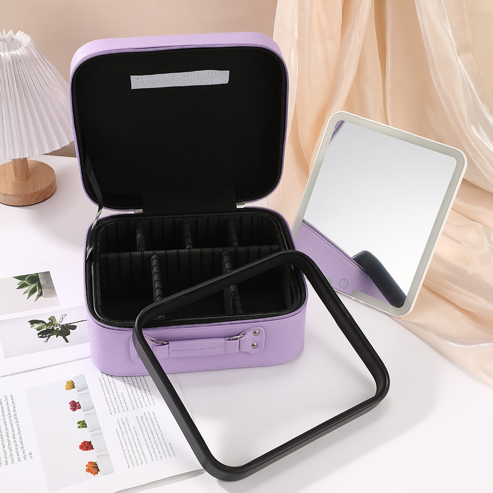 Bolsa de maquillaje espejo LED almacenamiento portátil caja de maquillaje portátil maquillaje caja de almacenamiento de gran capacidad para viajes Otros