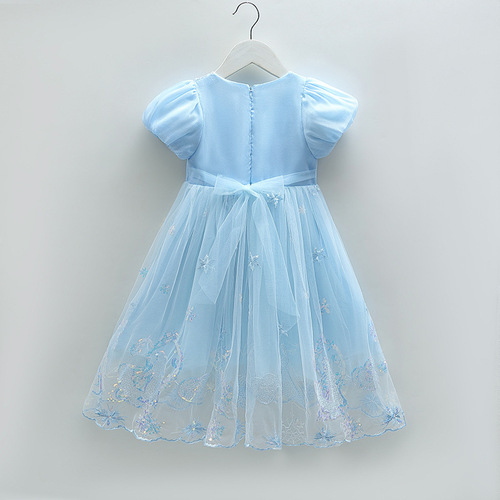 Elsa Princess Dress Girls Dress Summer Fashionable Skirt  New Baby Girl Mesh Puff Skirt Summer Dress