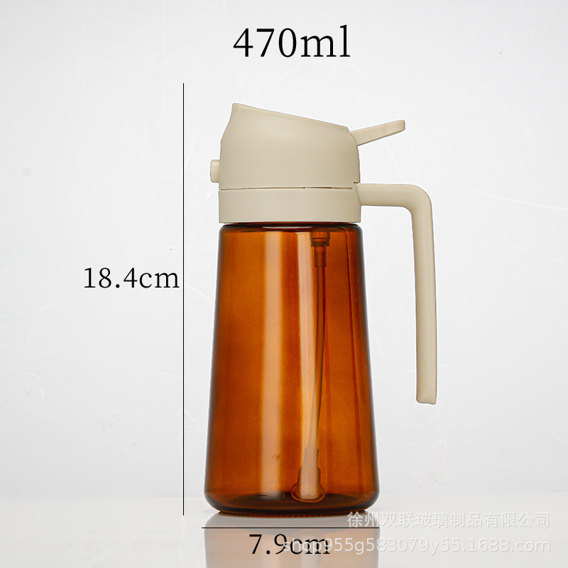 Nuevo tipo de pulverización de doble propósito de vidrio de aceite de pulverización de aceite de cocina doméstica sin colgar aceite a prueba de fugas de aceite de salsa de soja botella de vinagre