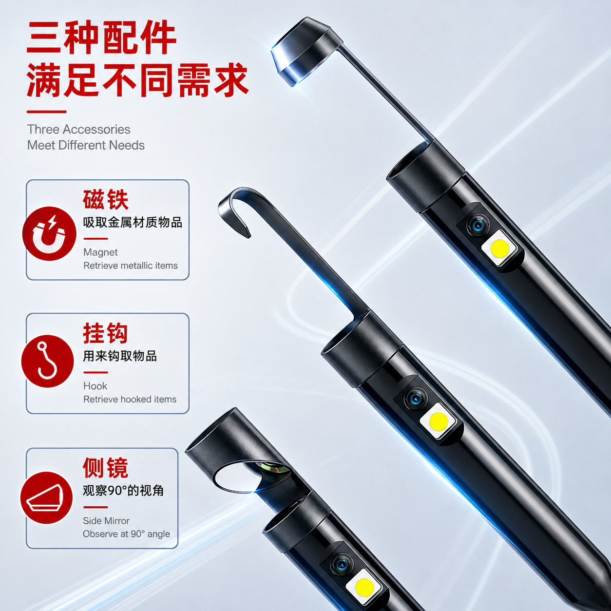 手机内窥镜高清拍照双镜头Type‑C带安卓iOS转接头管道探测工具