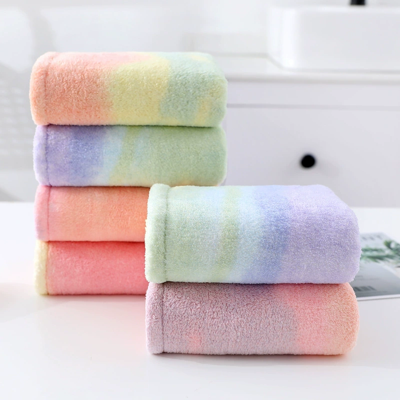 Радужное коралловое полотенце для волос, велюровая шапочка для сушки, быстрое высыхание, градиент, впитывает воду