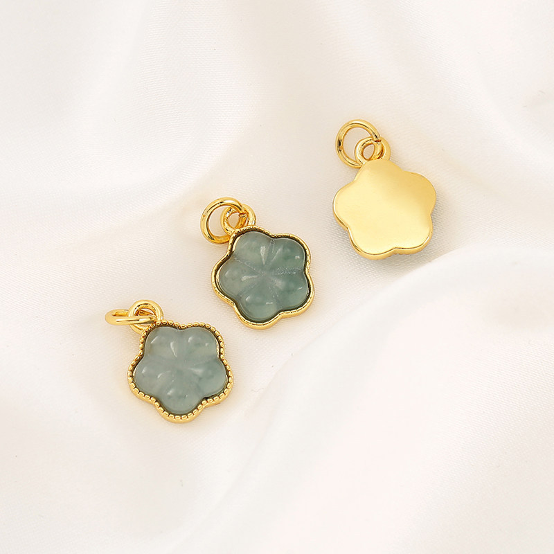Inlaid with Natural Blue Water Jade, Gold-Plated Gourd Round Beads, Barrel Beads, Spacer Beads, Pendant DIY Bracelet Necklace Jewelry Accessories
