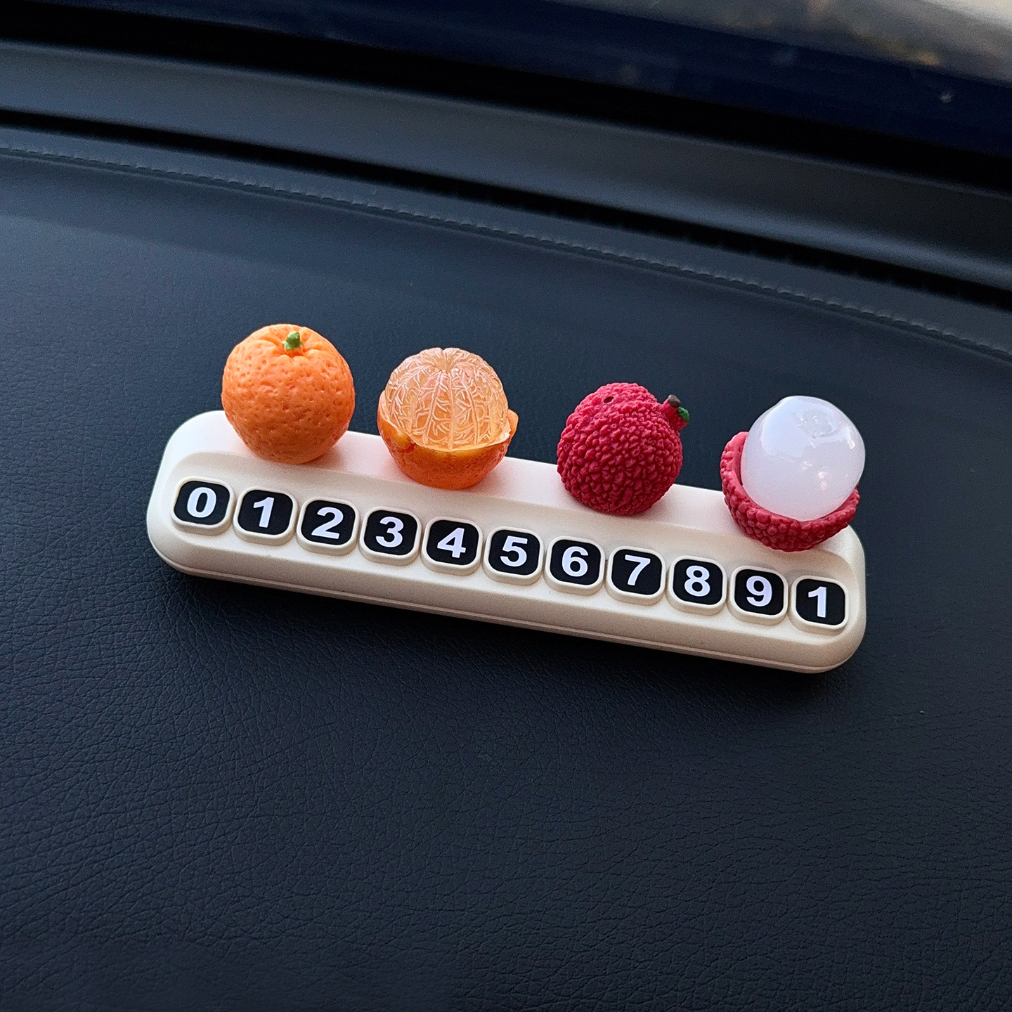 Good Luck and Prosperity Lychee Orange Temporary Parking Number Plate Car Creative Car Phone Number Plate Decoration Ornament