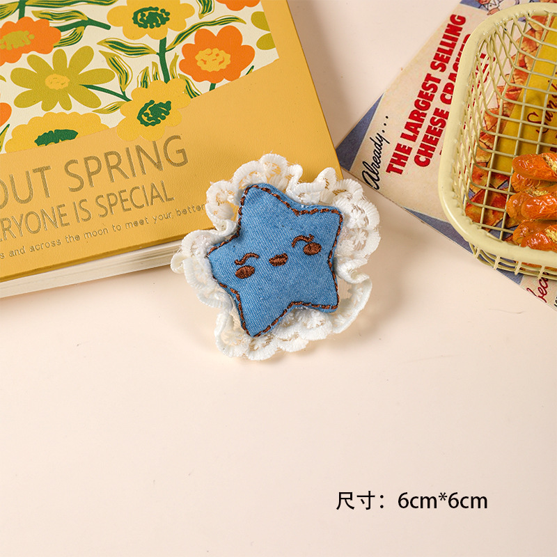 卡通蕾丝花边牛仔布小猫kt玩偶配件可爱少女发饰胸针布艺材料diy|undefined