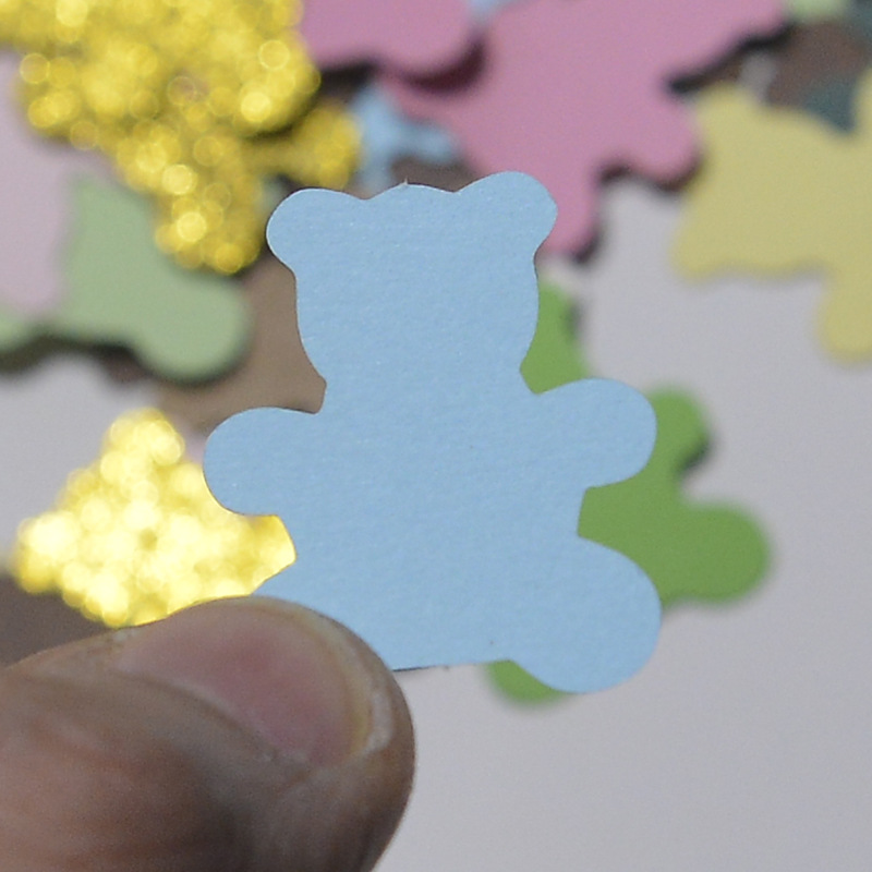 Tema del partido mesa de postre mesa de escritorio decoración oso colorido papel trozos 100 piezas de acrílico