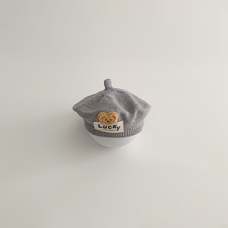 Unisex Baby hat Autumn/Winter ins lucky Bear knit Artist Hat Woolen hat Children's beret_voghion.com