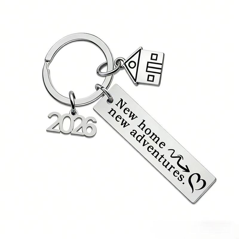 Cross-Border Hot-Selling Stainless Steel Keychain for Moving into a New Home, New Home 2026, New House, New Home, Housewarming Gift for Friends Cross-Border Hot-Selling Stainless Steel Keychain for Moving into a New Home, New Home 2026, New House, New Home, Housewarming Gift for Friends