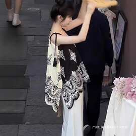 民族风复古提花吊带背心外穿女2026夏新款大码胖mm遮肚不规则上衣