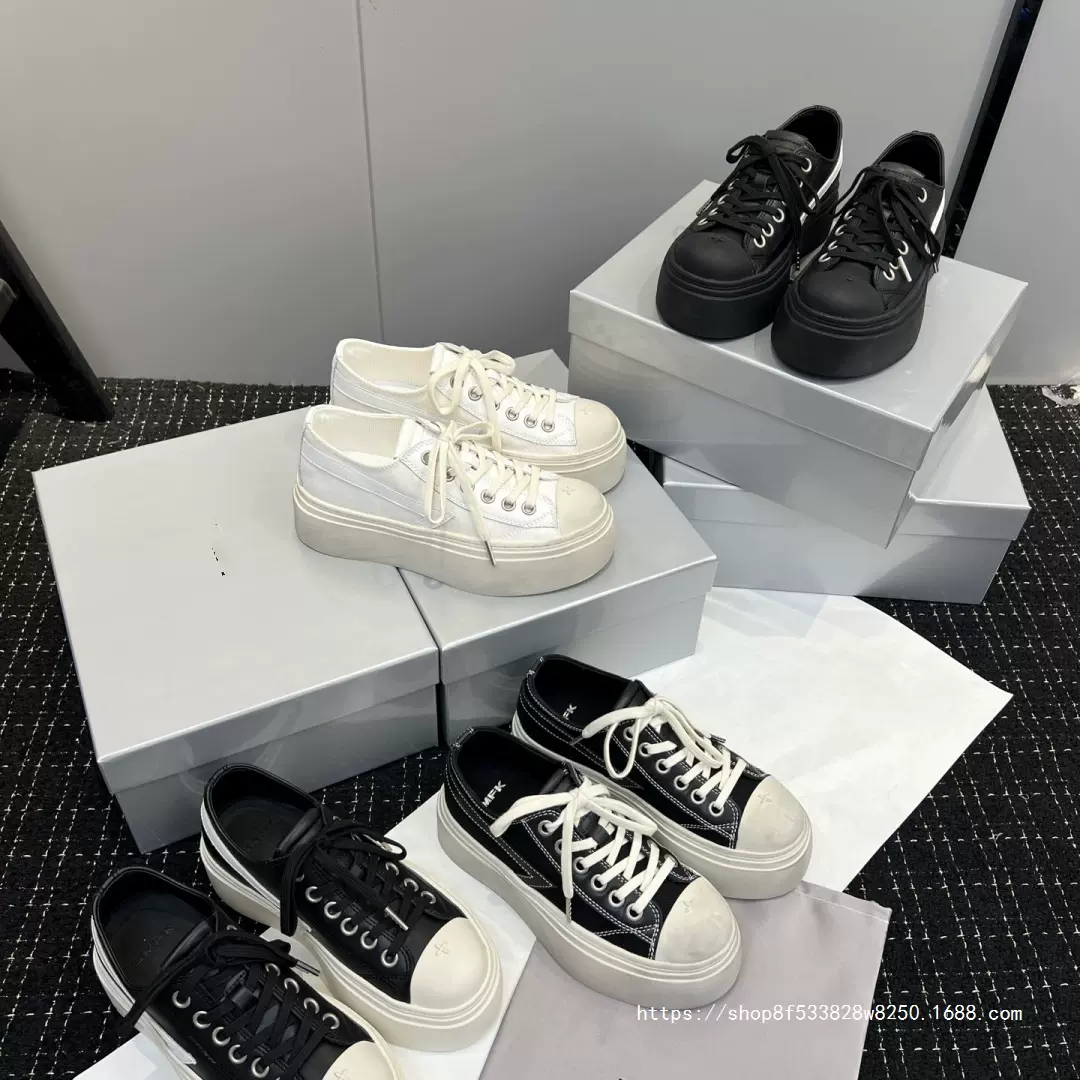 十字花SMFK黑夜流星球鞋增高黑白撞色复古休闲荒野大头滑板鞋女