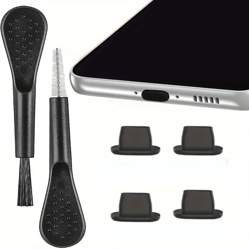 Handy-Staubschutzstöpsel-Set USB-C Staubschutzkappe, 4 USB-C-Anschlussabdeckungen Ladeanschluss-Reiniger