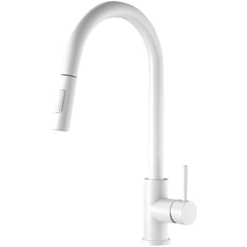 304 stainless steel white kitchen cold and hot faucet pull-out swivel sink faucet touch the faucet