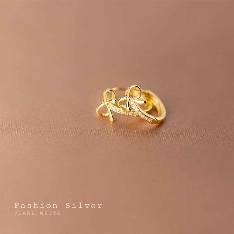 Eloch s925 plata temperamento pendientes femeninas coreana dulce hueco arco de diamantes espectáculo pendientes M00603