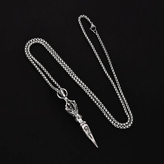 Hip hop personality trendy men's six-word mantra magic pestle necklace men's trendy TikTok retro Buddha style diamond pestle pendant men