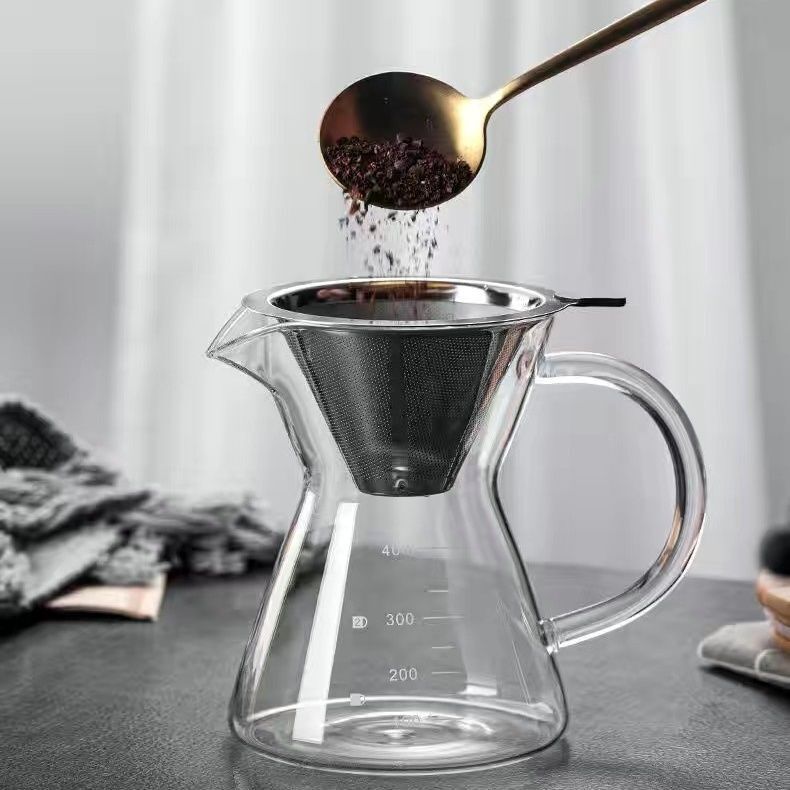 Hand-Brewed Coffee Pot Set with Heat-Resistant Drip Filter, Complete Home Brewing Kit for Fine Drip Coffee