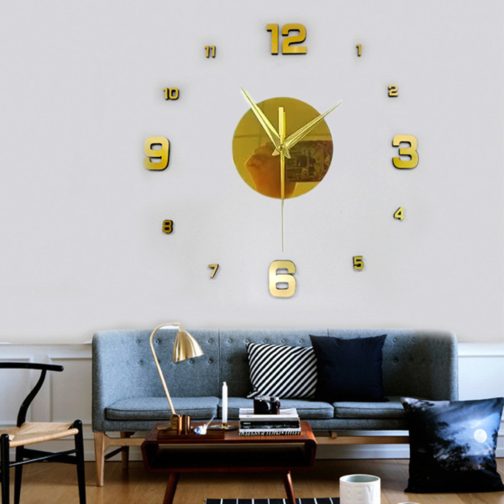 Sala de estar reloj creativo reloj Amazon simple nórdico Reloj de pared europeo y americano grande DIY etiqueta de la pared reloj 3Dclock