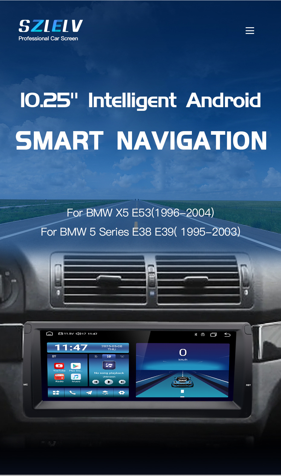 10.25inch Suitable for Bmw 5 Series 7 Series E38 E39 X5 E53 M5 Car Central Control Large Screen Navigation Reversing Camera