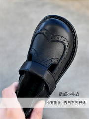 女童校園黑色皮鞋公主鞋新款小牛皮單鞋軟底防滑學生校園鞋寶寶鞋
