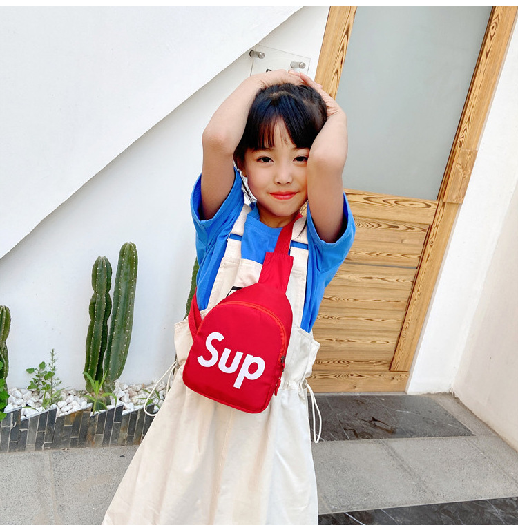Korean children's chest bag 2021 Summer New Style cute and trendy boys' and girls' waist bag with simple letters, children's single-shoulder bag undefined