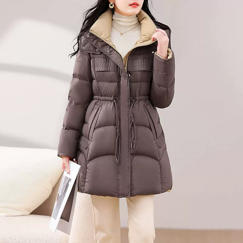 2025冬季新款羽绒服国标90白鸭绒中长款外套轻奢显瘦保暖女装修身