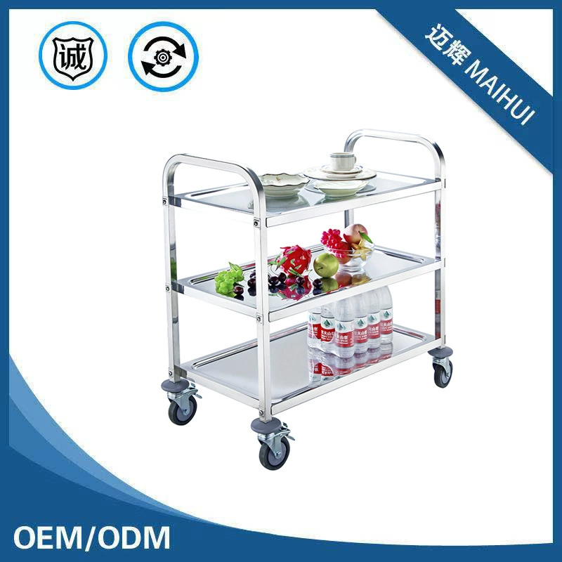 Вагон-ресторан из нержавеющей стали утолщенный трехслойный Ресторан Мобильный ручной толкающий вагон-ресторан усиленный Тележка для доставки чаши двухслойный вагон-ресторан