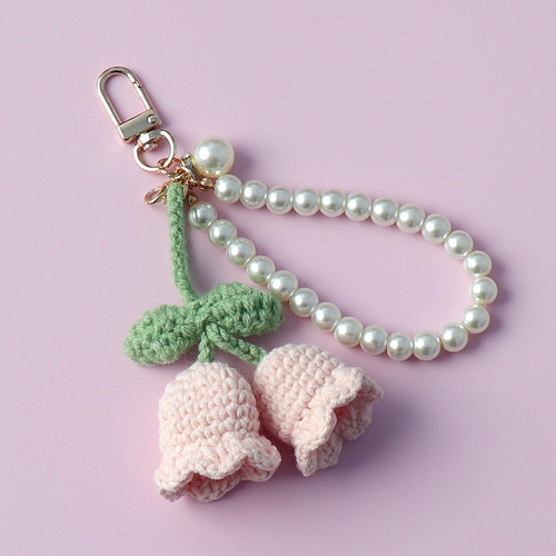 High-quality bellflower pendant, cute forest style finished handmade knitting bag keychain hanging decoration hook weaving 