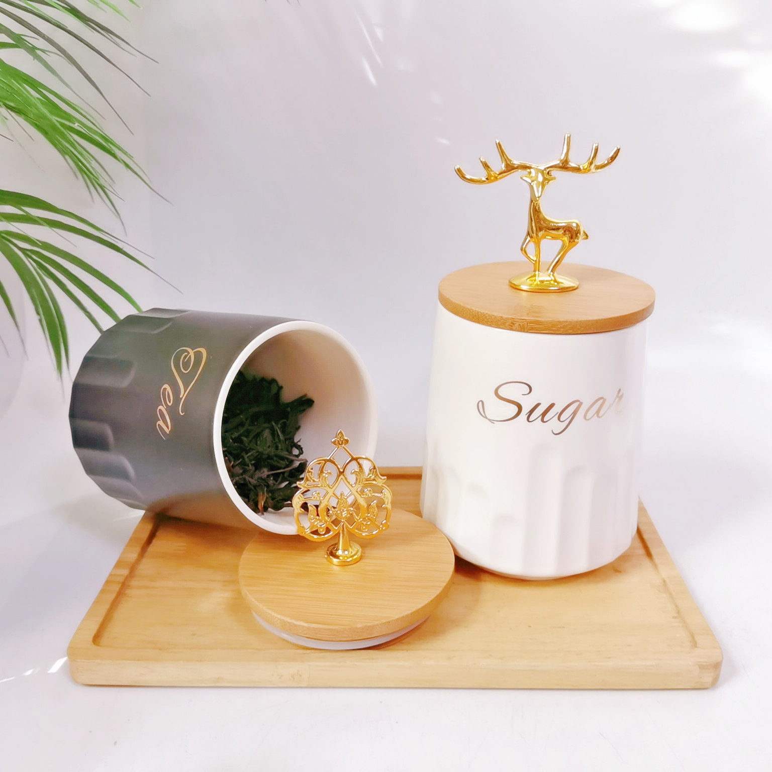 Exportación transfronteriza cerámica sellado tarro traje cocina condimento tarro multi-grano almacenamiento tarro café tarro de té tarro de azúcar