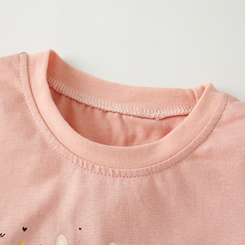 2025 nuevo producto camiseta para niñas algodón de manga corta estilo occidental dibujos animados casual top ropa para niños estilo europeo y americano top para niños