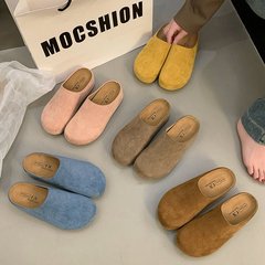 4.5cmの中で高くなって怠惰な風のベーケンのスリッパの女性2025春夏の新型の復古の厚い底の外は包頭のスリッパを着ます。