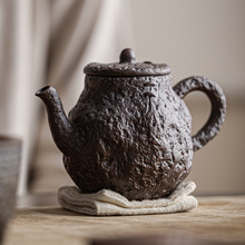 岩泥手工泡茶壶家用单壶日式原矿粗陶带过滤功夫茶器高端柴烧茶具