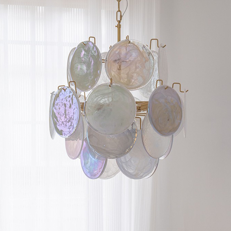 Italian Murano Murano French Retro Disc Stained Glass Living Room Dining Room Master Bedroom Cloakroom Chandelier