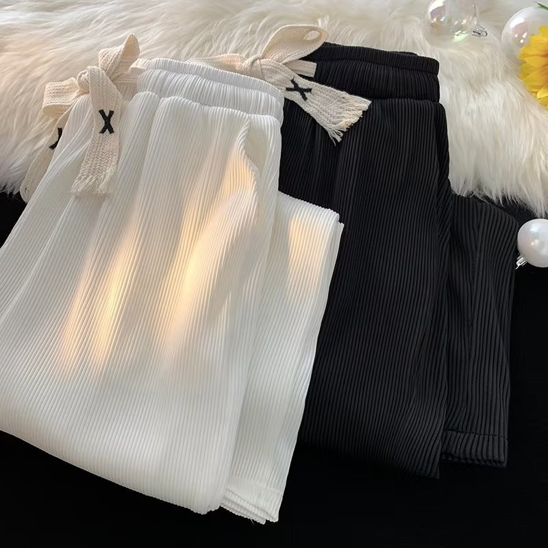 Spring and Autumn Loose Cropped Pants Straight Men's Fashionable Trendy Brand Casual Pants Sports Pants Solid Color Micro-elastic Youth Flow