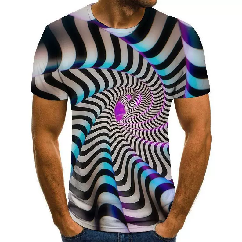 2021男士夏季短袖3d数码印花T恤 男士圆领宽松短袖上衣 厂家直供