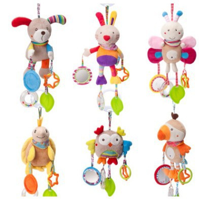 BBSKY cute cartoon animals wind chimes baby toys plush bed trailer hanging toys can be imported