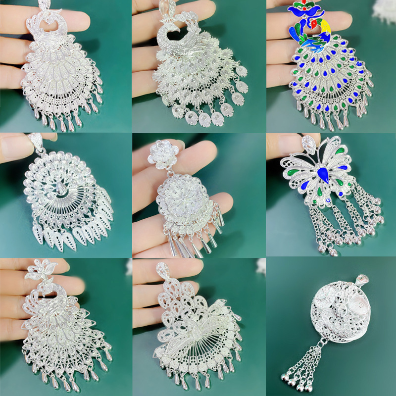 Guizhou Batik Refrigerator Stickers Accessories Minority Cultural and Creative Accessories Peacock Pendant Butterfly Pendant Imitation Miao Silver