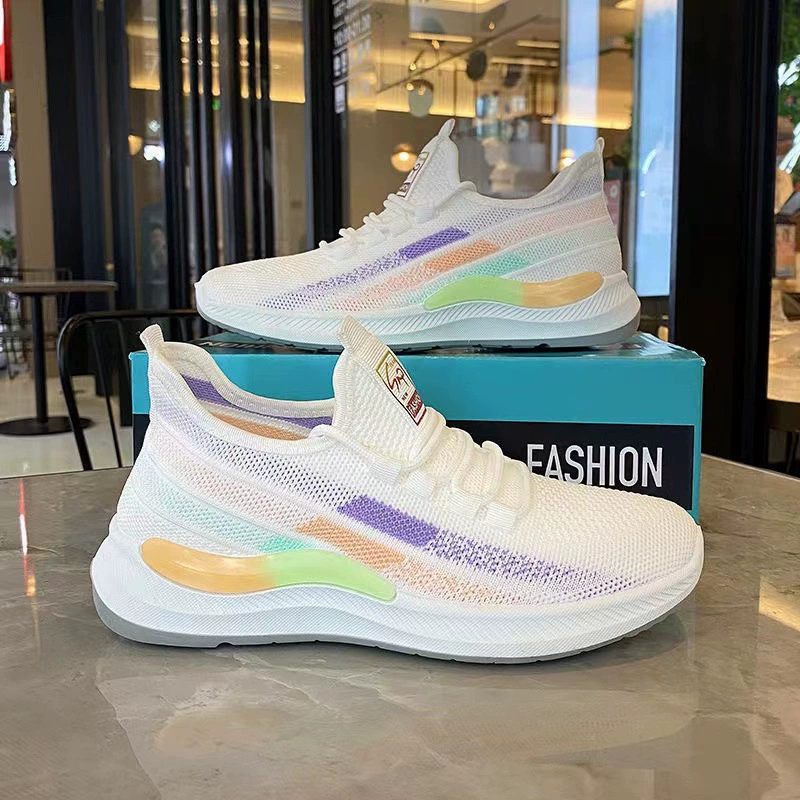 Повседневная обувь, женские легкие кроссовки, новые тканые дышащие туфли с мягкой подошвой, Женская Белая обувь, модная обувь для матери оптом