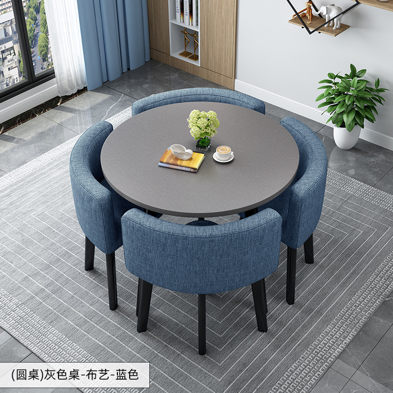 Simple Recepción y negociación pequeña mesa redonda mesa de recepción negociación reunión mesa de invitados y silla traje Oficina área de descanso mesa y silla combinación