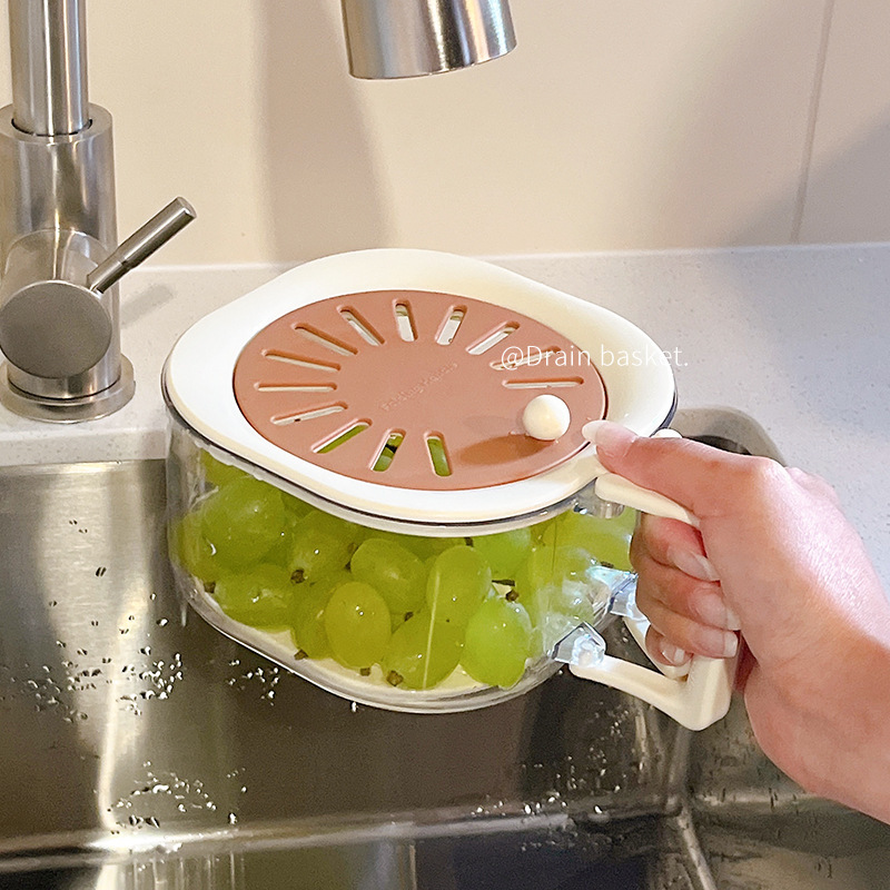 新しい二層食品グレードの厚みのある多機能フルーツプレート、家庭用果物洗浄ツール、野菜洗い桶、フルーツプレート、排水バスケット|undefined