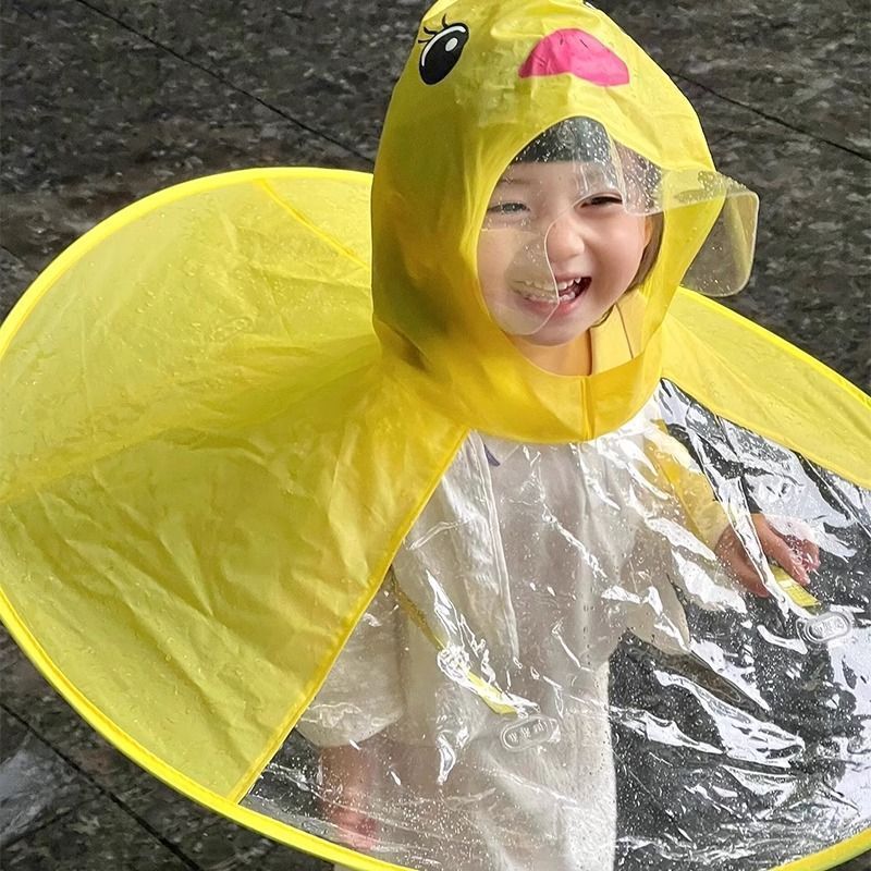 リトルイエローアヒル UFO レインコート子供用マント傘帽子幼稚園ベビー子供用ワンピースレインポンチョ女の子雨よけ|undefined
