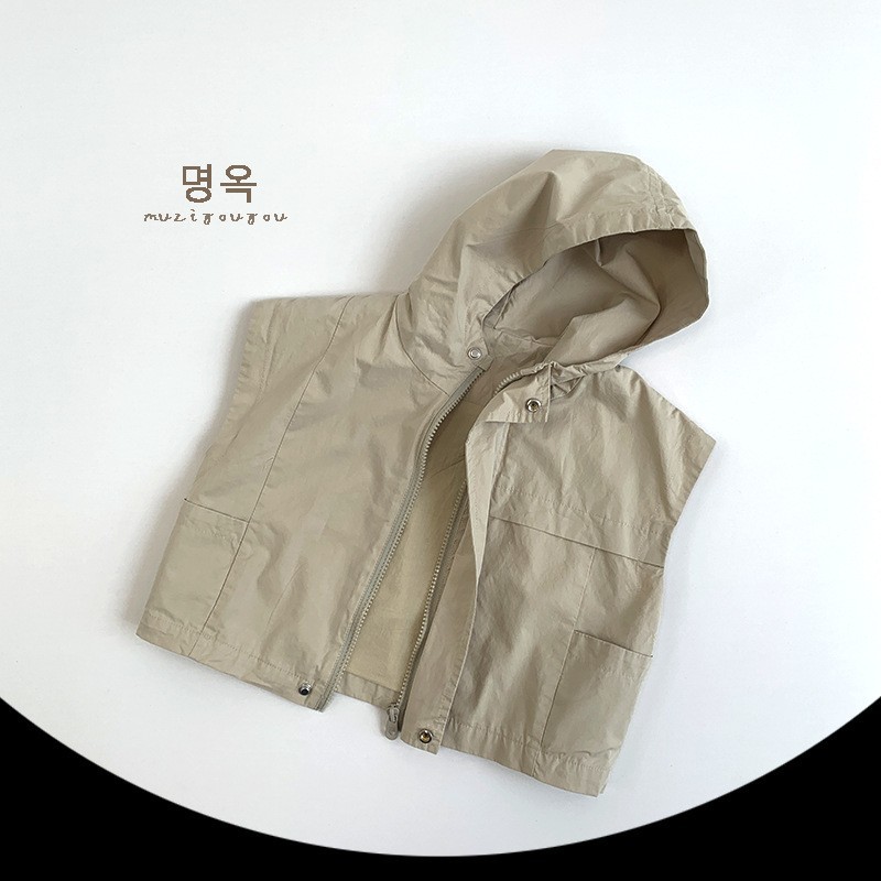 Chaleco con capucha para niños 2025 otoño nuevo estilo ropa casual para niños chaqueta hombres y mujeres chaleco de bebé ropa para niños al por mayor