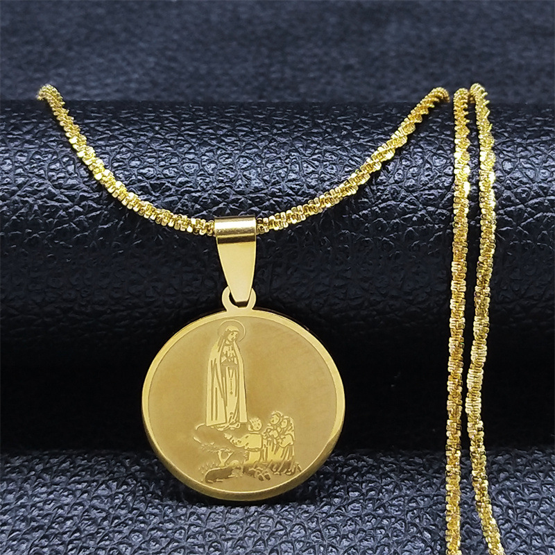 Close-up of Virgin Mary Pendant
